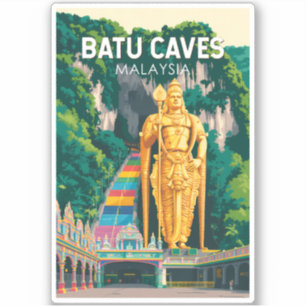 Pegatina Cuevas de Batu Malasia Ilustración Arte de Viaje R