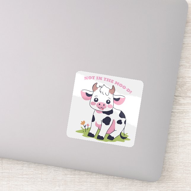 Pegatina Cuidada vaca rosa (Detalle)