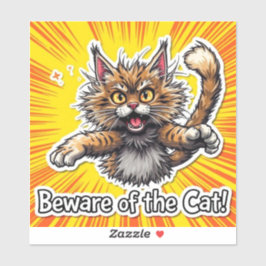 Pegatina Cuidado con el gato