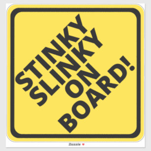 Pegatina ¡Cuidado Slinky apestoso a bordo! Manguera negra