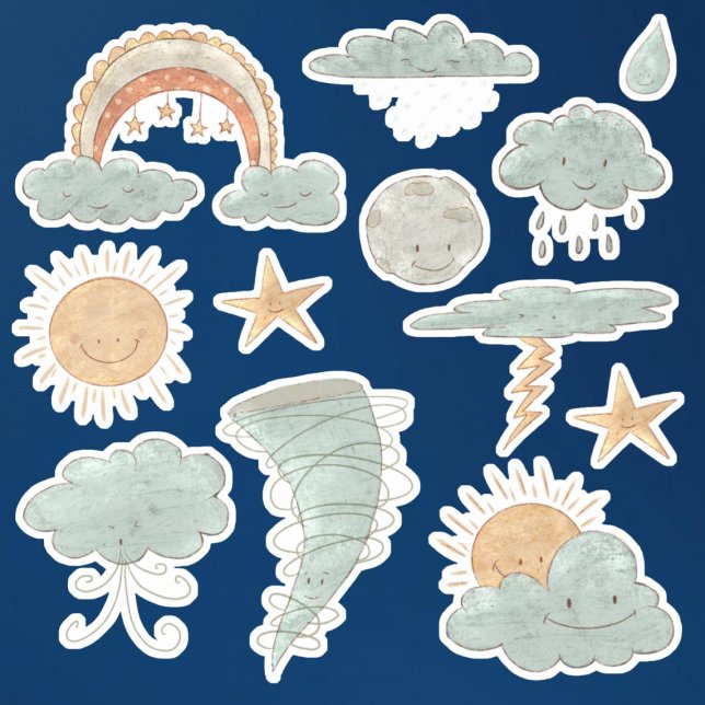 Pegatina Cuidado tiempo Boho Sun Nubes Scrapbook (Subido por el creador)