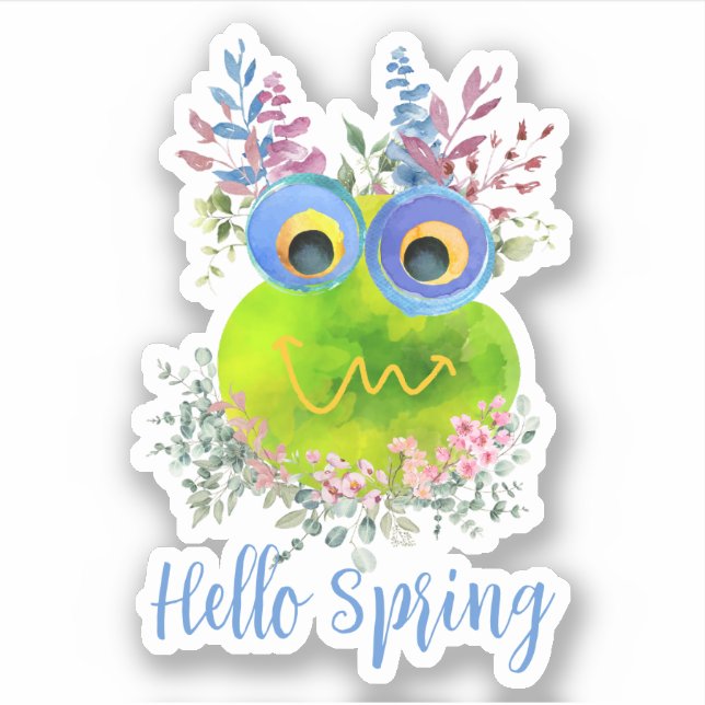 Pegatina Cuidado Whimsical Bird Hello Spring (Anverso)