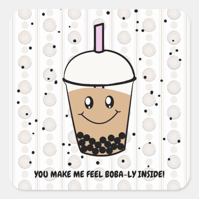 Pegatina Cul Boba Bubble Tea Pun Square (Anverso)