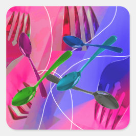 Pegatina culinario de horquillas y cucharas