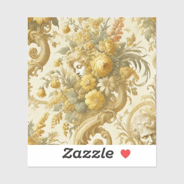 Pegatina Culpa del oro - Pilar floral barroco (Hoja)