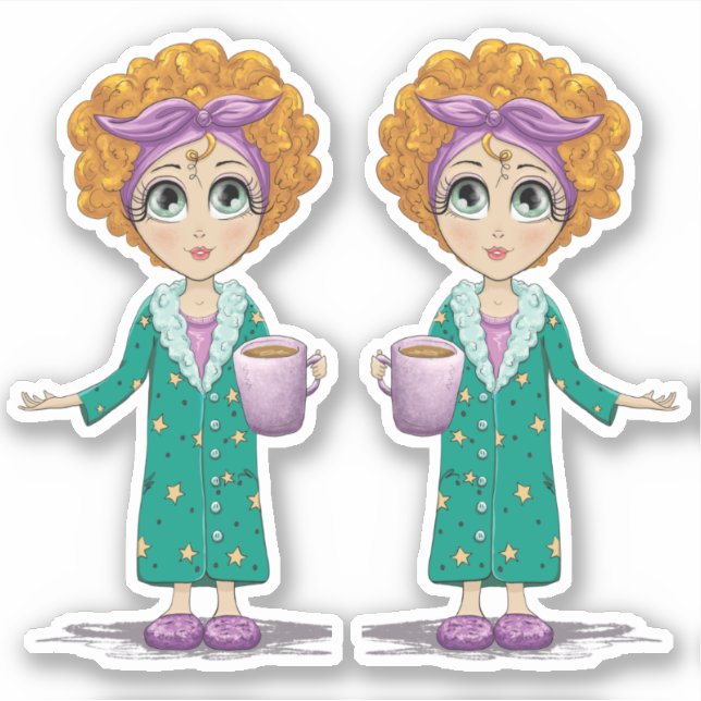 Pegatina Cum Woman Nightgown Clipart (Anverso)