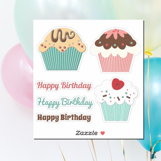Pegatina Cumpleaños de Cupcake Mezcla y Combina (Subido por el creador)