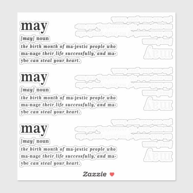 Pegatina Cumpleaños de Definición de Mayo (Hoja)