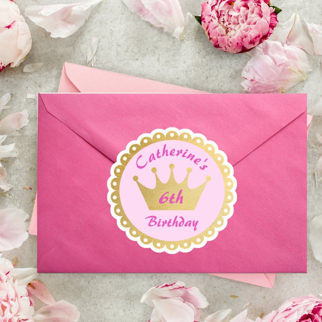 Pegatina Cumpleaños de la Corona de la Princesa Real Rosa (Subido por el creador)