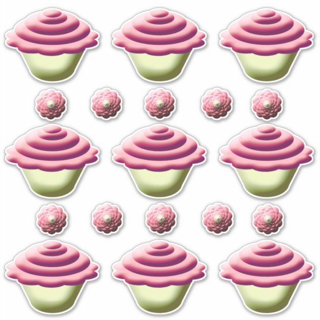 Pegatina Cumpleaños de los pasteles rosados (Anverso)