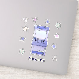 Pegatina Cumpleaños infantil de juego de arcade retro lindo