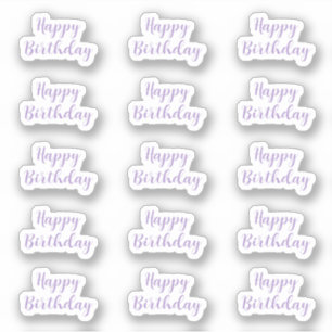 Pegatina Cumpleaños Texto Personalizado Edad Lavanda Púrpur