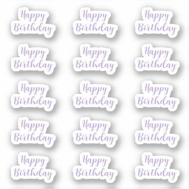Pegatina Cumpleaños Texto Personalizado Edad Lavanda Púrpur (Anverso)
