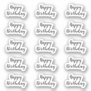 Pegatina Cumpleaños Texto Personalizado Edad Negro Blanco S