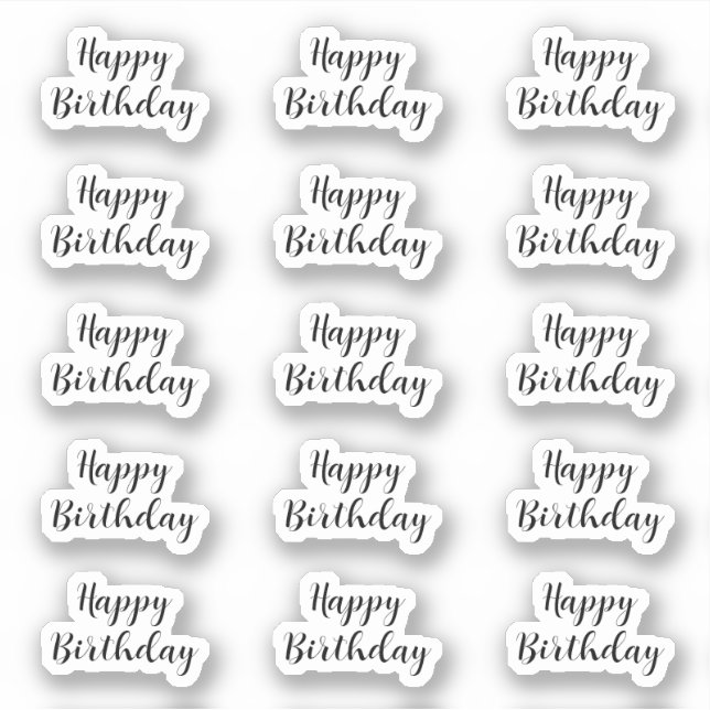 Pegatina Cumpleaños Texto Personalizado Edad Negro Blanco S (Anverso)
