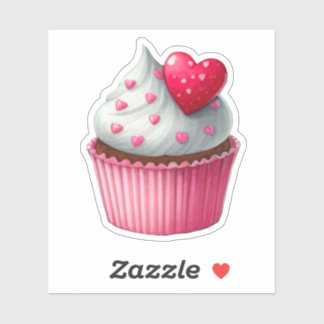 Pegatina Cupcake de corazón lindo