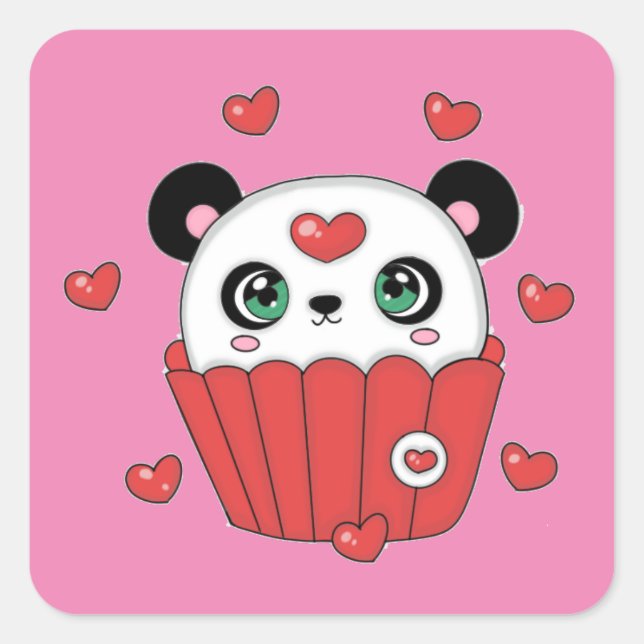 Pegatina Cupcake de Panda (Anverso)