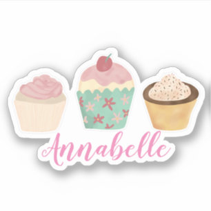 Pegatina Cupcake de pastas para niños pequeños personaliz