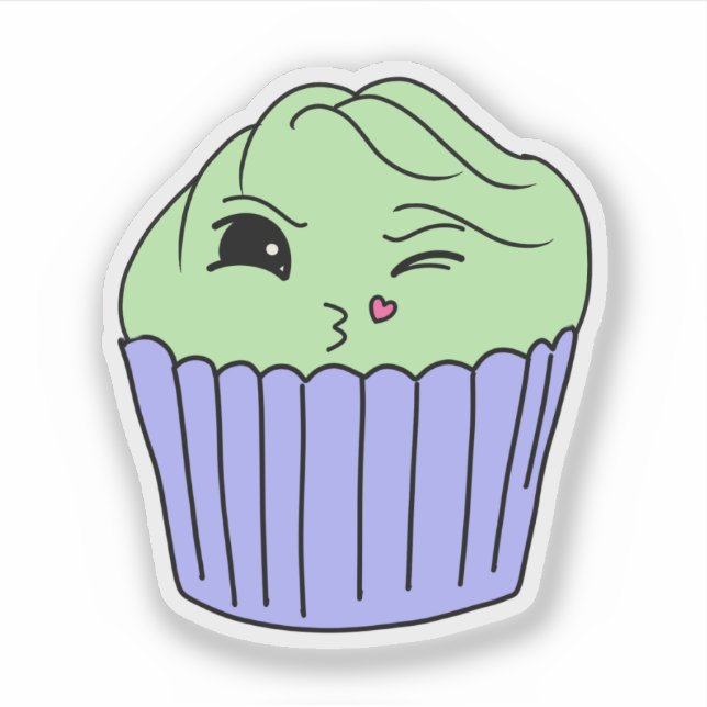 Pegatina Cupcake Kissy Mint (Anverso)