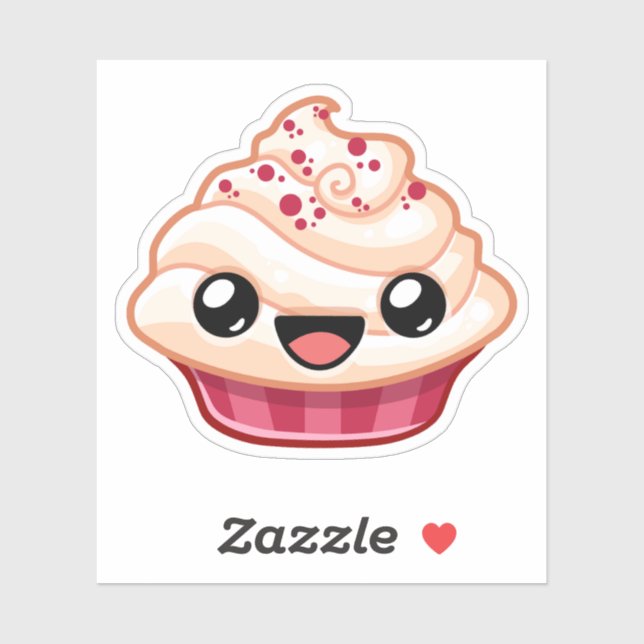 Pegatina Cupcake Rojo/Blanco - Happy Jump (Hoja)