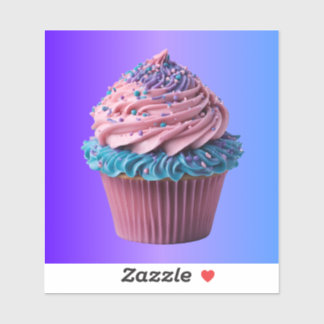 Pegatina Cupcake rosa y azul sobre gradiente