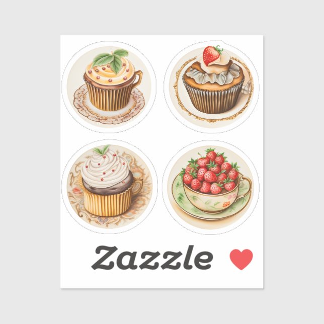 Pegatina Cupcakes y tazas 10 (Hoja)