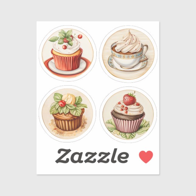 Pegatina Cupcakes y tazas 11 (Hoja)