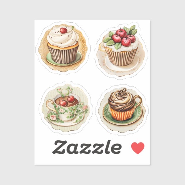 Pegatina Cupcakes y tazas 12 (Hoja)