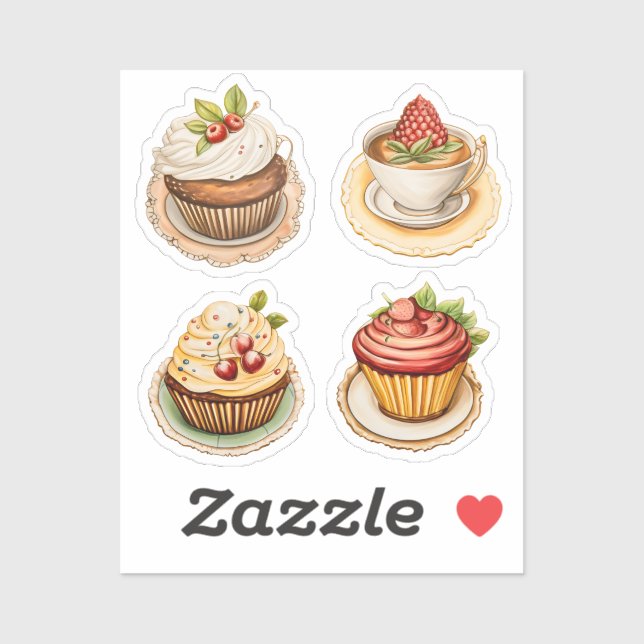 Pegatina Cupcakes y tazas 13 (Hoja)
