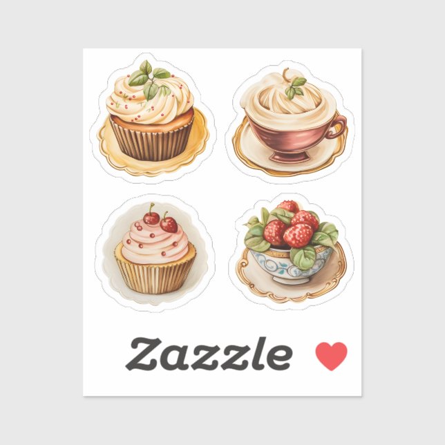 Pegatina Cupcakes y tazas 14 (Hoja)