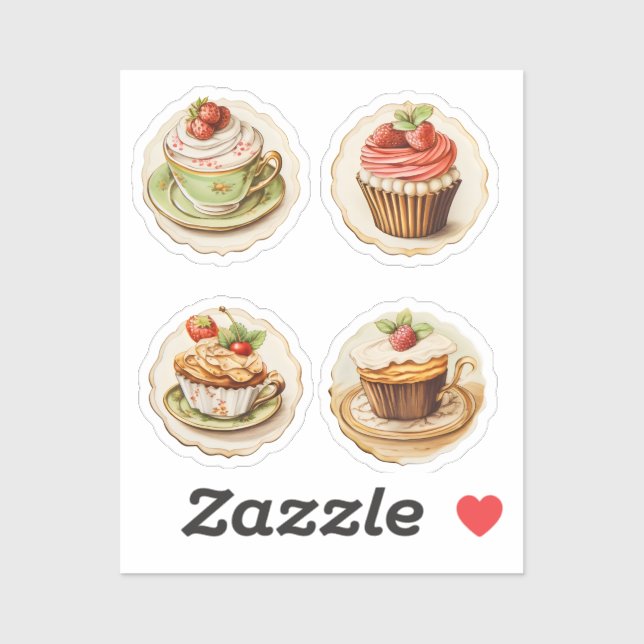 Pegatina Cupcakes y tazas 2 (Hoja)