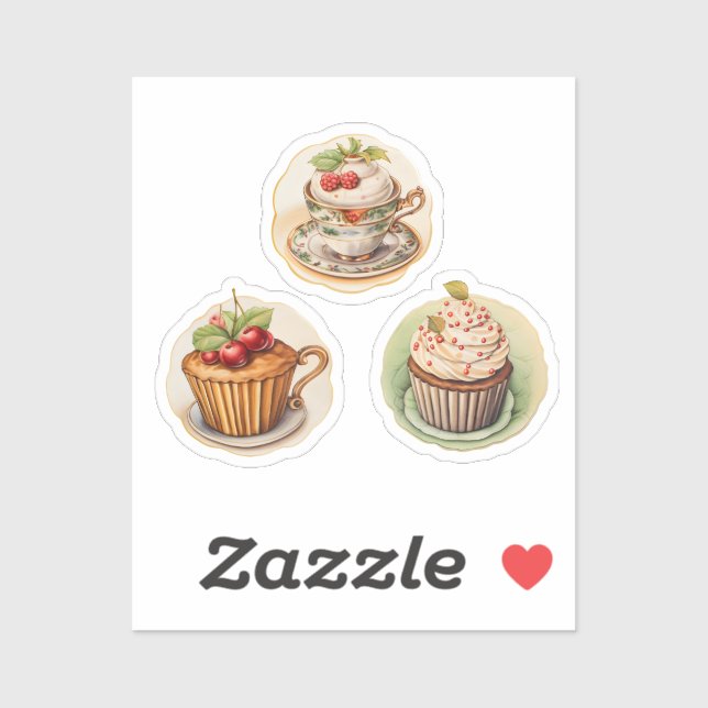 Pegatina Cupcakes y tazas 2 (Hoja)