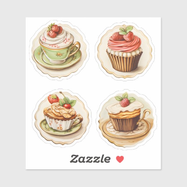 Pegatina Cupcakes y tazas 3 (Hoja)
