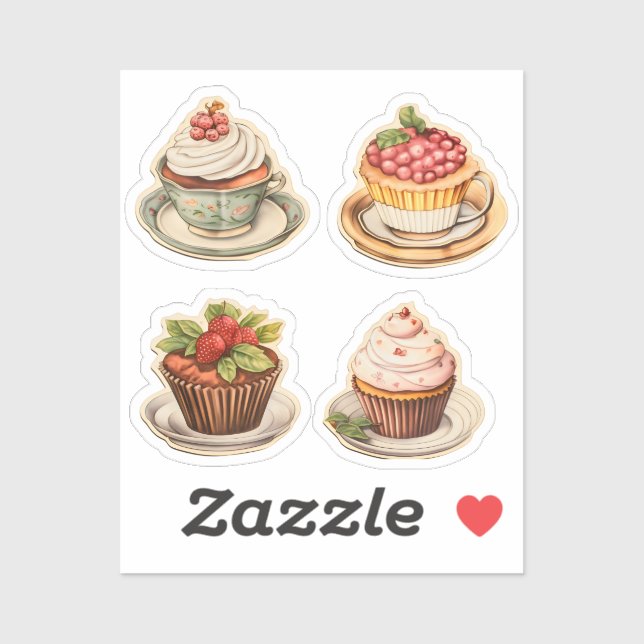 Pegatina Cupcakes y tazas 5 (Hoja)
