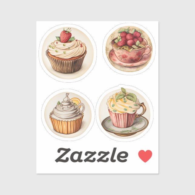 Pegatina Cupcakes y tazas 7 (Hoja)