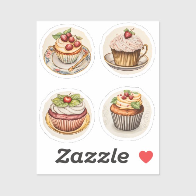 Pegatina Cupcakes y tazas 8 (Hoja)