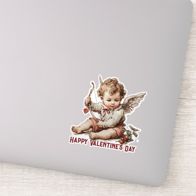 Pegatina Cupido Antiguo con Arco de Corazón (Detalle)