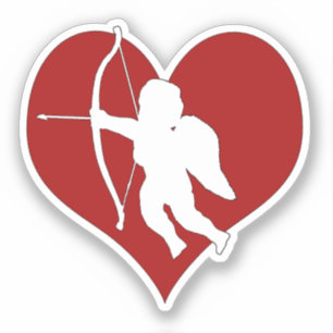 Pegatina Cupido dentro de un corazón