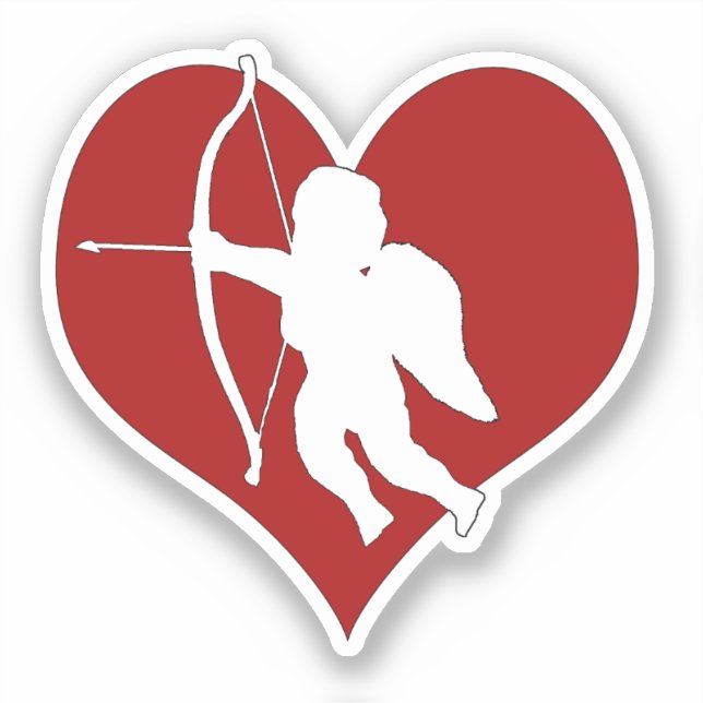 Pegatina Cupido dentro de un corazón  (Anverso)