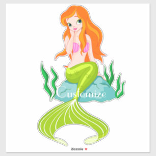 Pegatina Cura de la sirena de cabeza roja Thunder_Cove