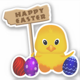 Pegatina Cura Feliz Pascua, bebé polluelo