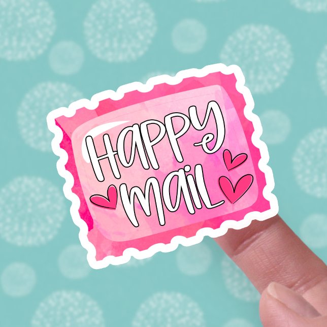 Pegatina Curar Happy Mail Pink Postage Stamp Business (Subido por el creador)