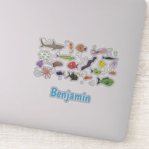 Pegatina Curiosas marinas criaturas personalizado ilustraci