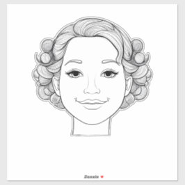 Pegatina Curly Coifs: Un retrato ilustrado de un Chica