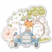 Curte Vintage Fox Botanical Florals Niño