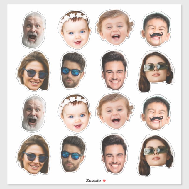 Pegatina Custom 8 Photos Faces Waterproof Vinyl Stickers (Hoja)