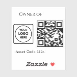Pegatina Custom Asset QR | Company Property Business Logo