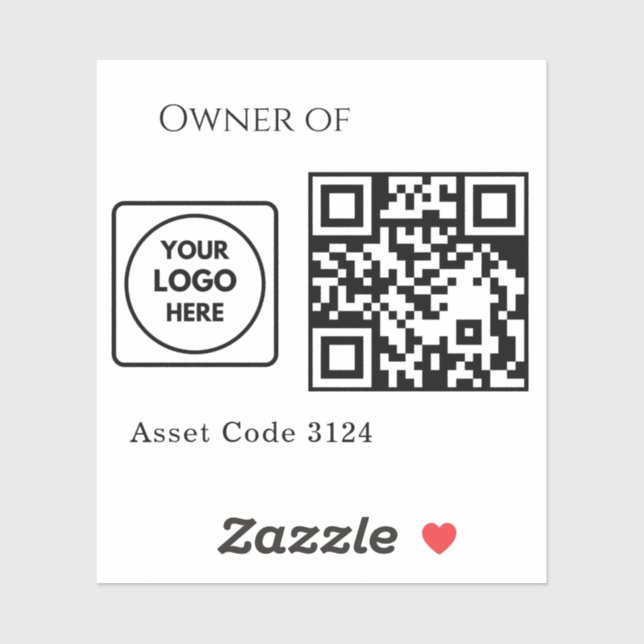 Pegatina Custom Asset QR | Company Property Business Logo (Hoja)