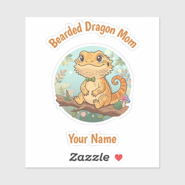 Pegatina Custom Bearded Dragon Mom Sticker (Hoja)