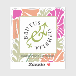 Pegatina Custom-Cut Vinyl Floral Product Label Watercolor 